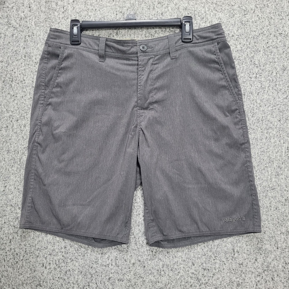 Patagonia Mens 34 Hybrid Shorts Grey Heather Stretch Water Land 9"